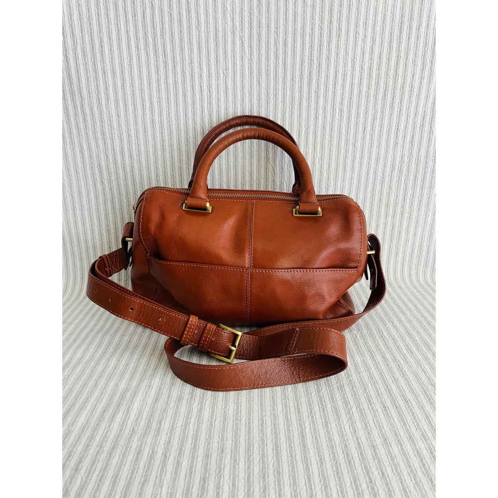 Rich Brown RACHEL ROY Leather Handbag with Gold Toned Hardware Doctor Style